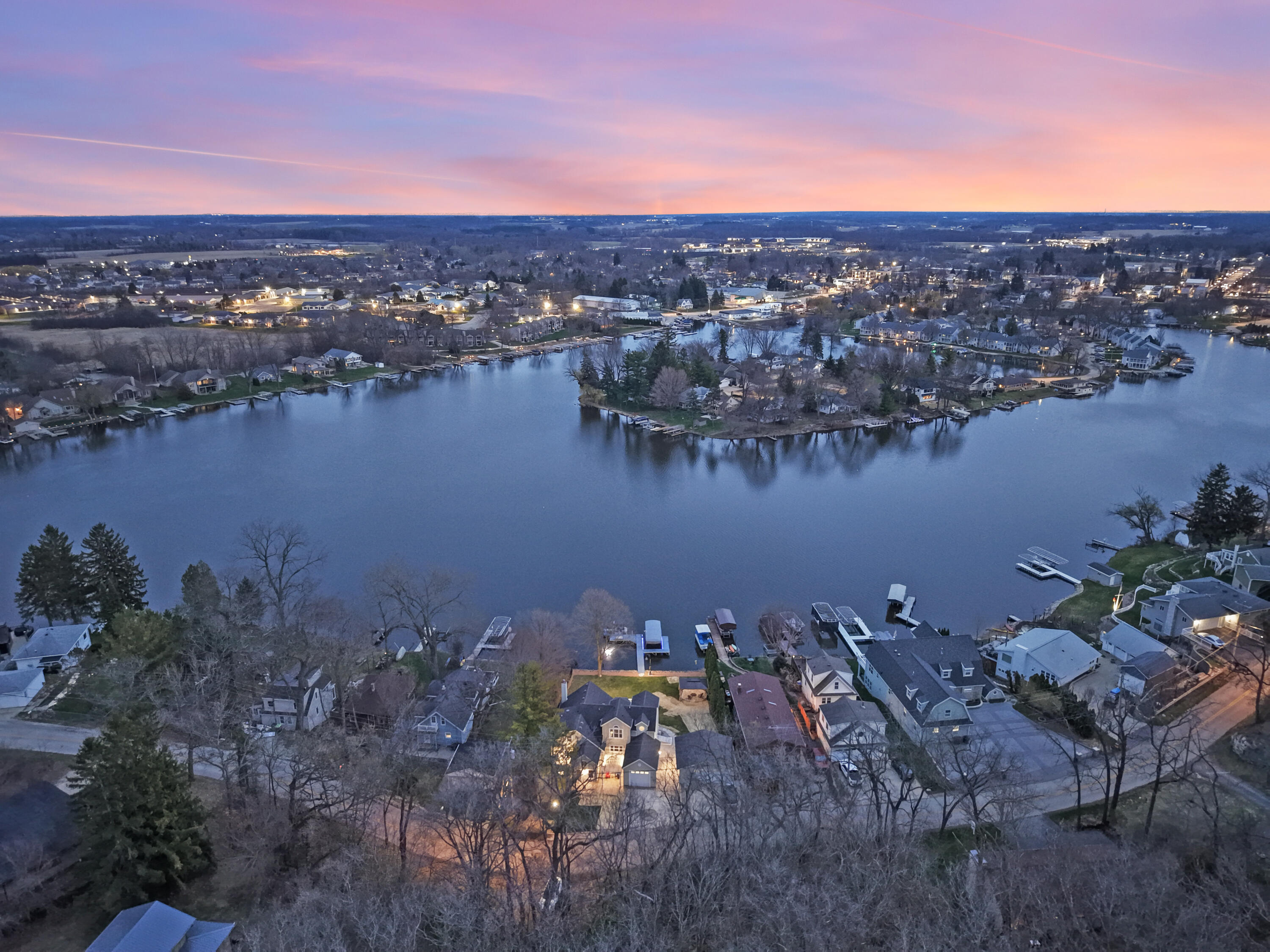 191 Riverside Drive Waterford, WI 53185 - Photo 86 of 91 85_Aerial_Lake_Panoramic_Sunset_2