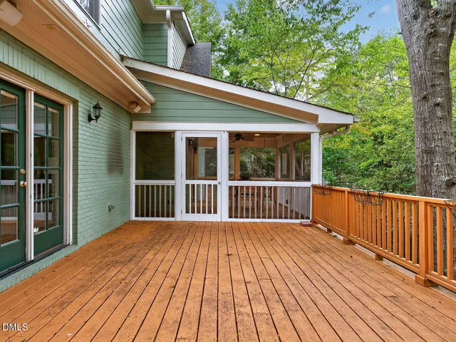 a view of a wooden deck