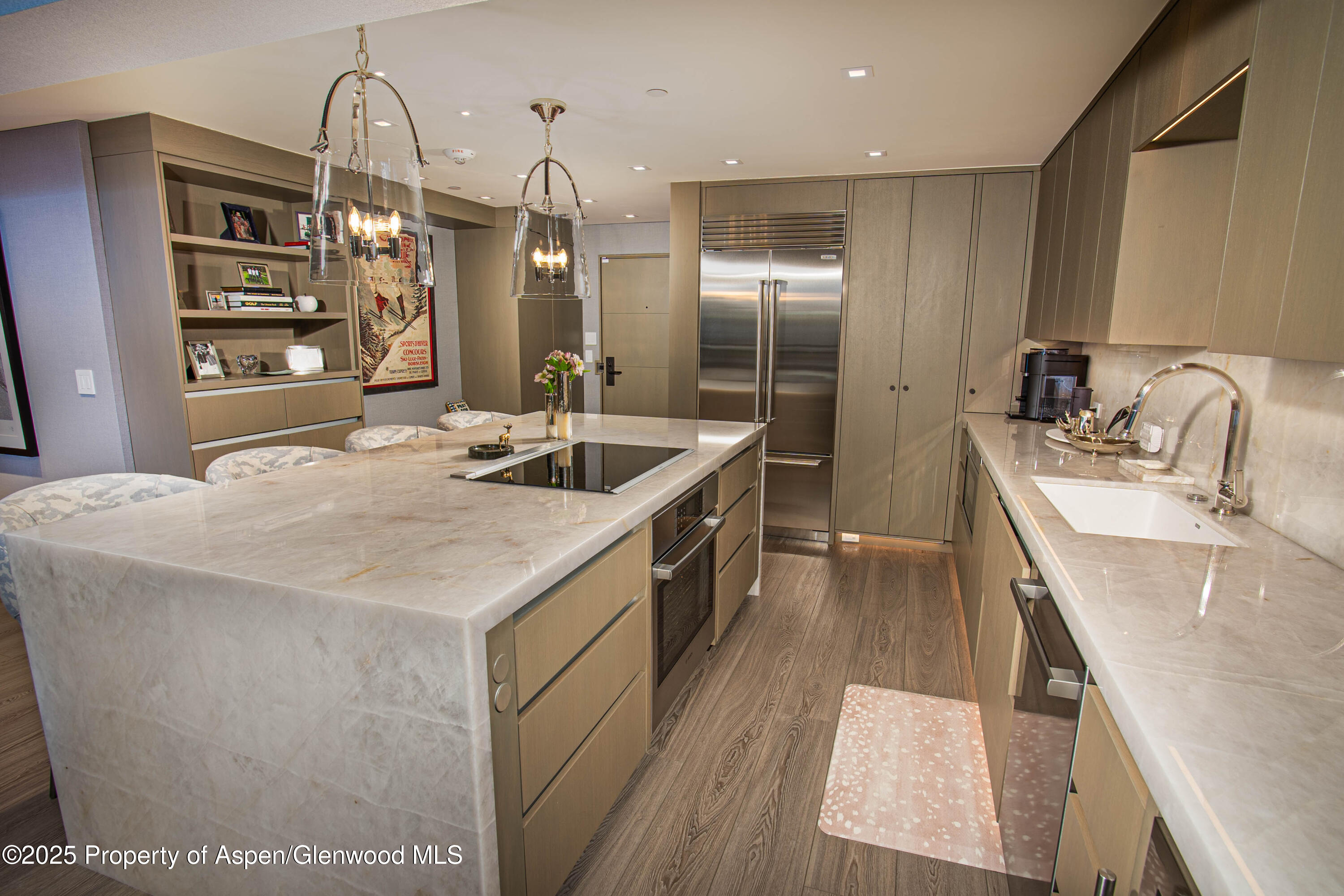 555 East Durant Avenue, Unit 3C Aspen, CO 81611 - Photo 10 of 16 a kitchen with stainless steel appliances granite countertop a sink and a refrigerator