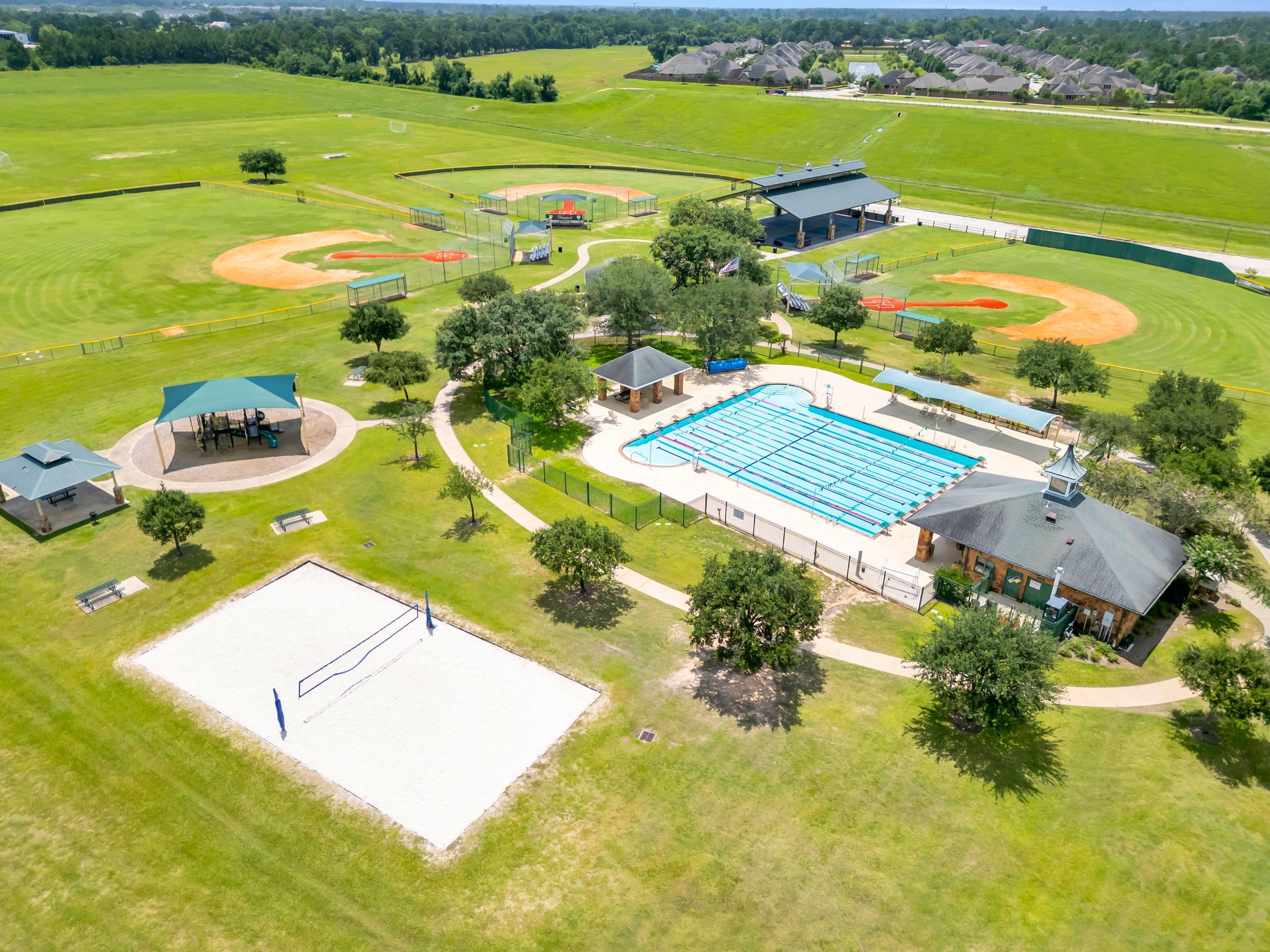 9842 Kirkstone Terrace Drive Spring, TX 77379 - Photo 33 of 34 Aireal view of the incredible amenities, courts, pool, club house, baseball park