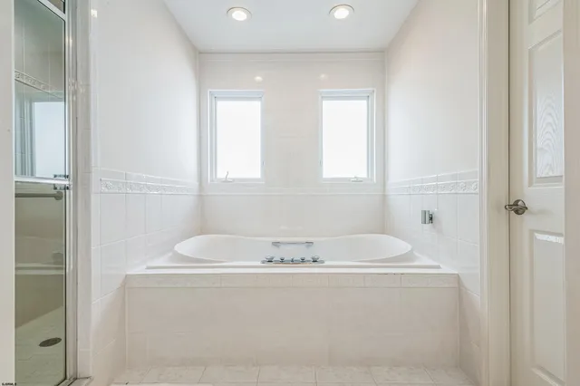 a bathroom with a bathtub
