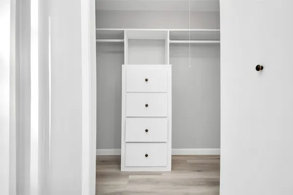 a view of an empty walk in closet