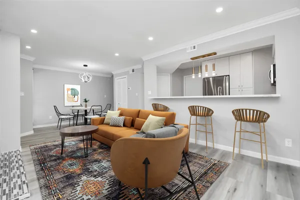 a living room with furniture