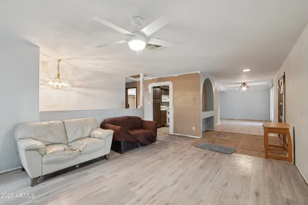 a bedroom with a bed and furniture