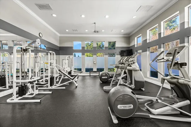 a view of a room with gym equipment