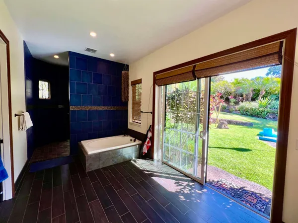 a living room with a large window