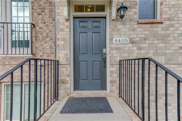 a view of a balcony with a door