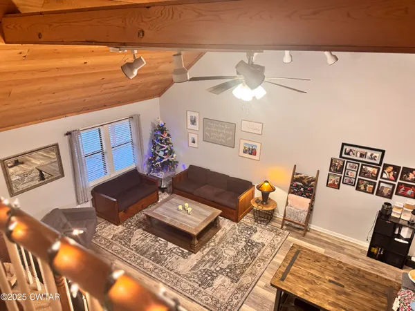 a living room with furniture