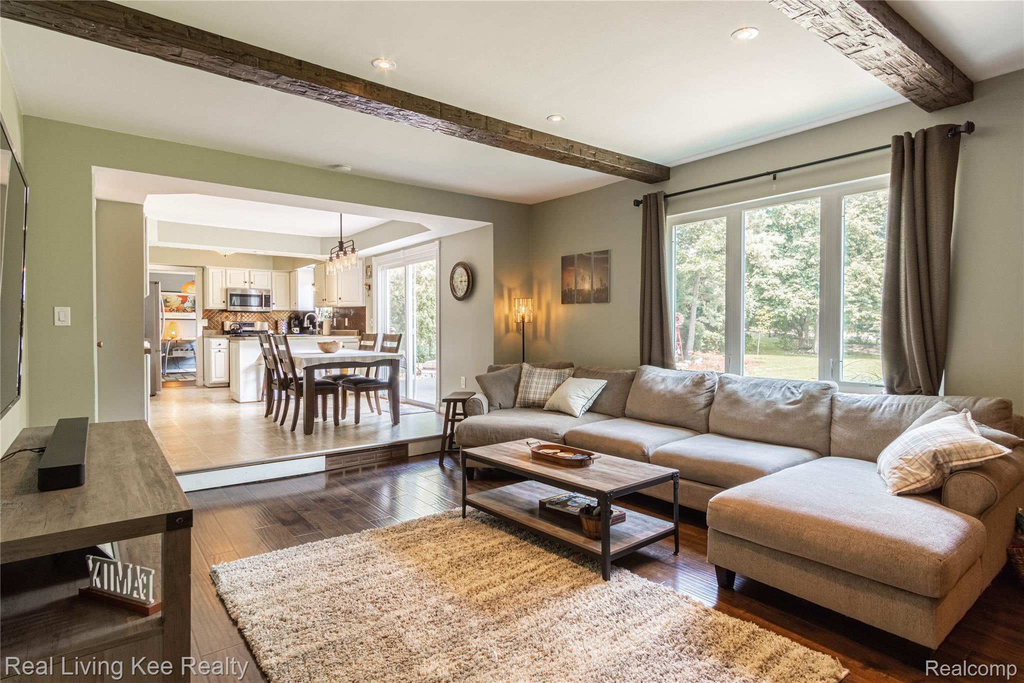 Gorgeous family room just off the kitchen.