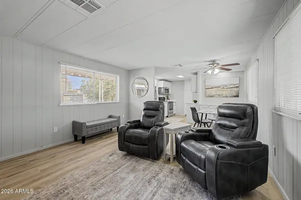 a living room with furniture