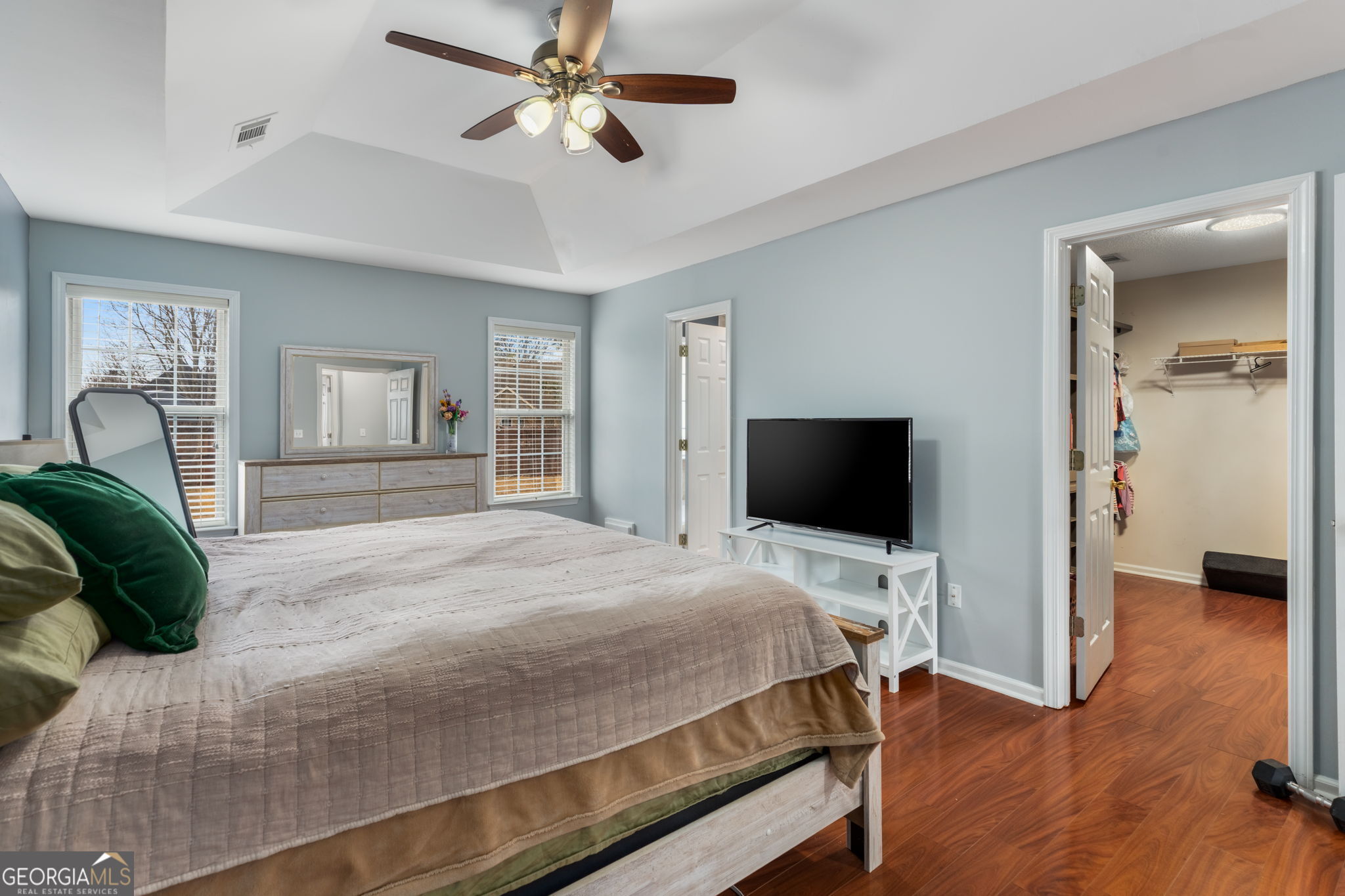 113 Hummingbird Lane Kathleen, GA 31047 - Photo 14 of 44 a bedroom with a bed window and a flat screen tv