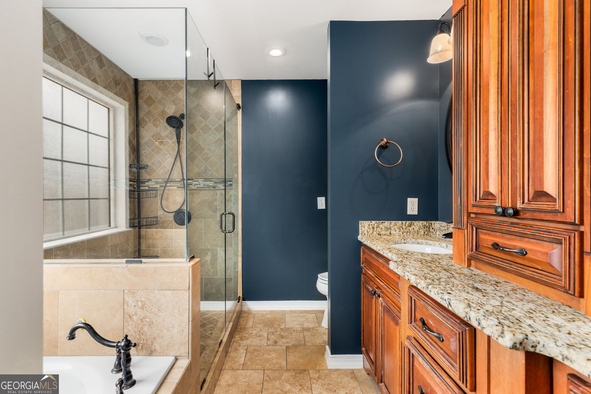 113 Hummingbird Lane Kathleen, GA 31047 - Photo 16 of 44 a bathroom with a granite countertop sink and a mirror