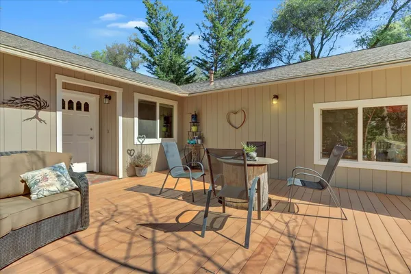a backyard of a house with lots of green space