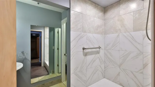 a bathroom with a shower