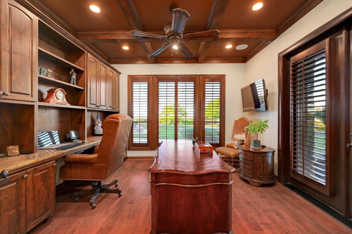 1298 Mystic Parkway Spring Branch, TX 78070 - Photo 17 of 40 a view of a workspace with furniture and a large window