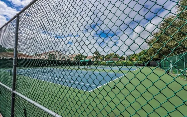 a view of a black gate