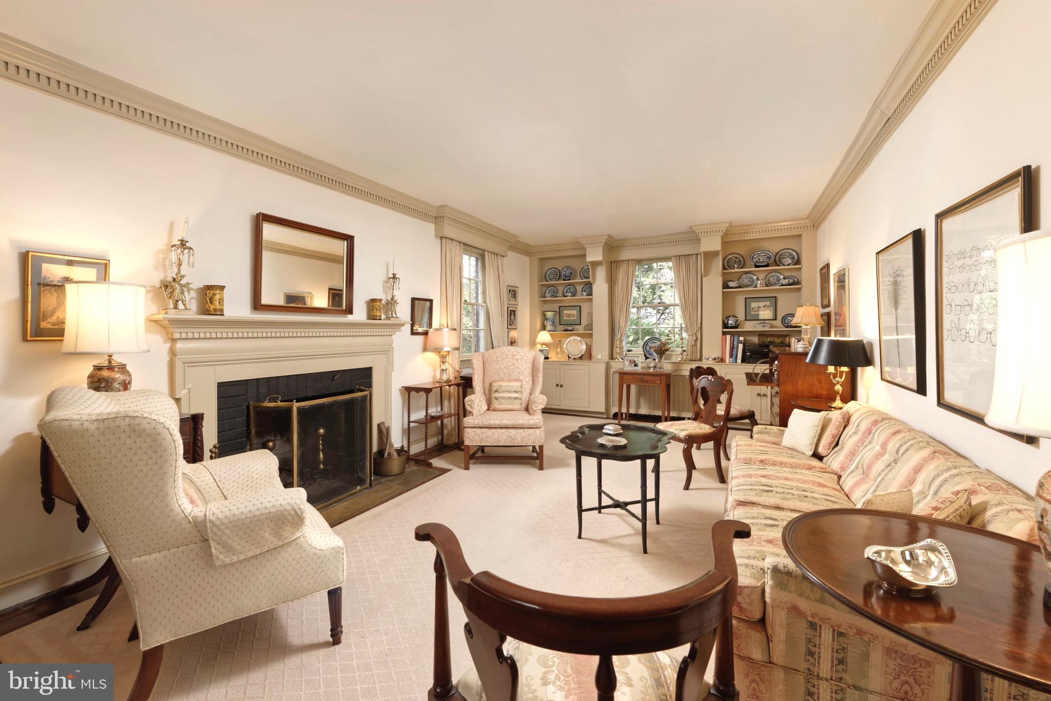 6122 Woodmont Road Alexandria, VA 22307 - Photo 5 of 17 Elegant Living Room with built in bookshelves