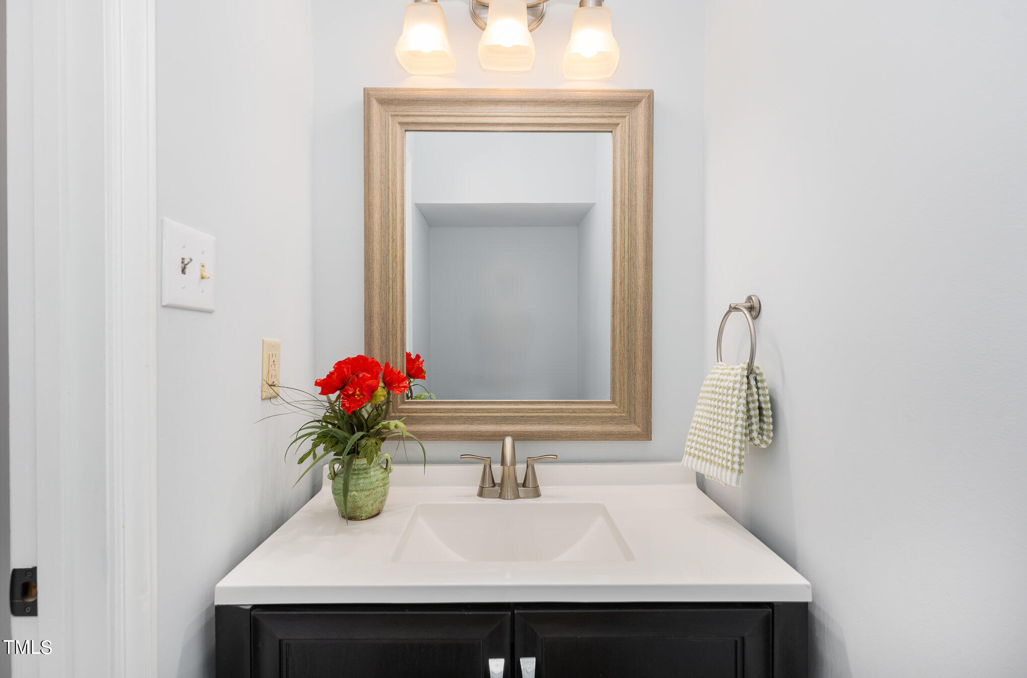 5515 Hamstead Crossing Raleigh, NC 27612 - Photo 8 of 17 a bathroom with a sink and a mirror