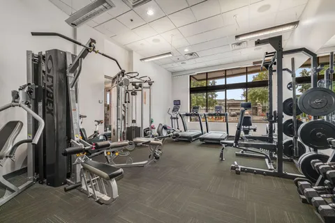 a view of a room with gym equipment