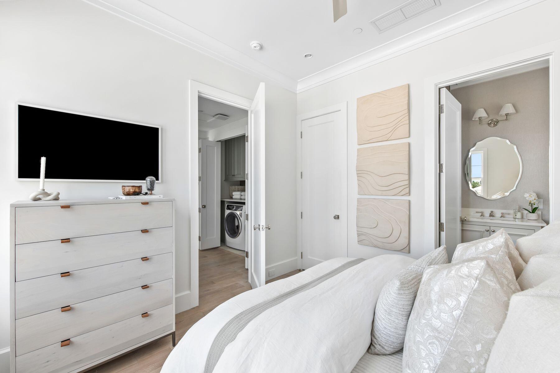 Lot 1 Lupin Beach Dr Inlet Beach Inlet Beach, FL 32461 - Photo 18 of 23 a bedroom with a bed and a flat screen tv in it