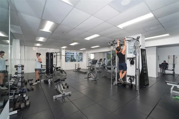 a view of a room with gym equipment