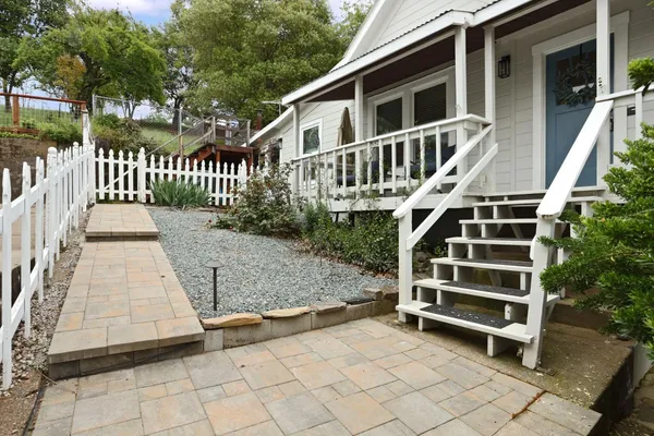 a view of balcony with furniture