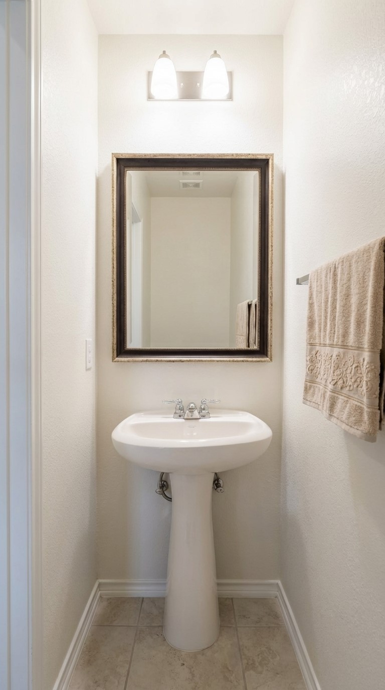 308 Los Cobos Lane Georgetown, TX 78626 - Photo 8 of 31 a bathroom with a sink and a mirror