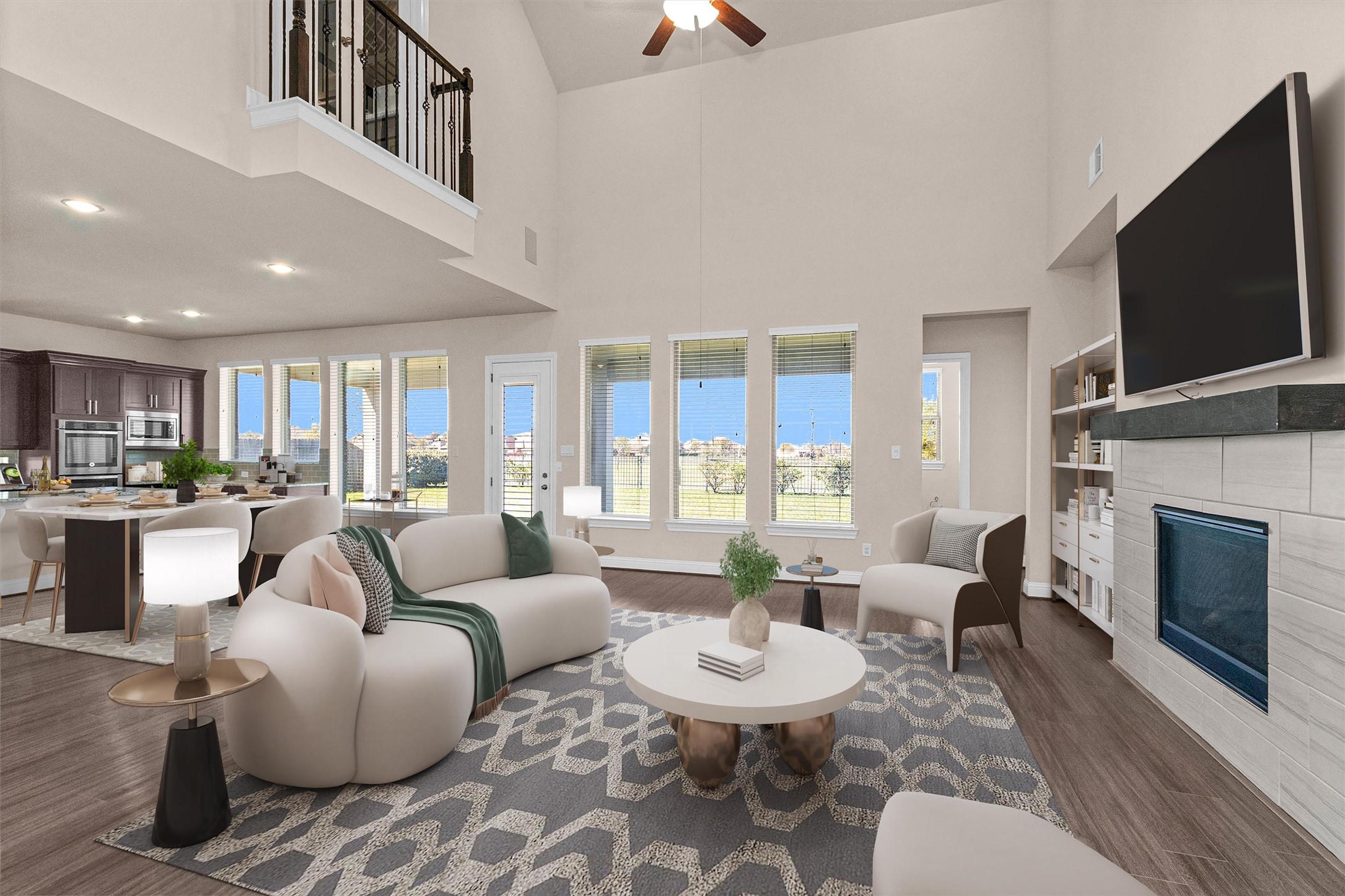 20707 Stillhaven Road Spring, TX 77379 - Photo 15 of 50 a living room with furniture a fireplace and a flat screen tv