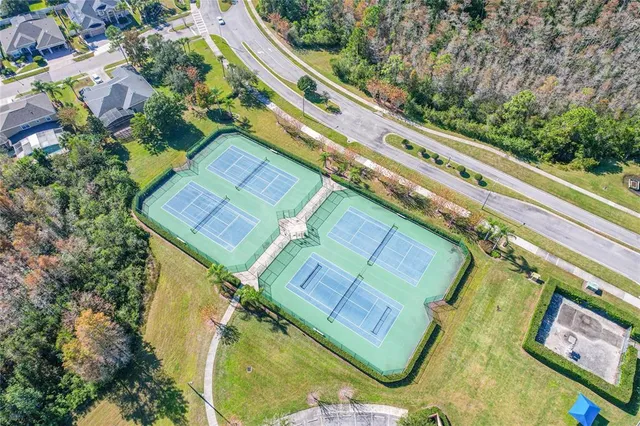 an aerial view of a house