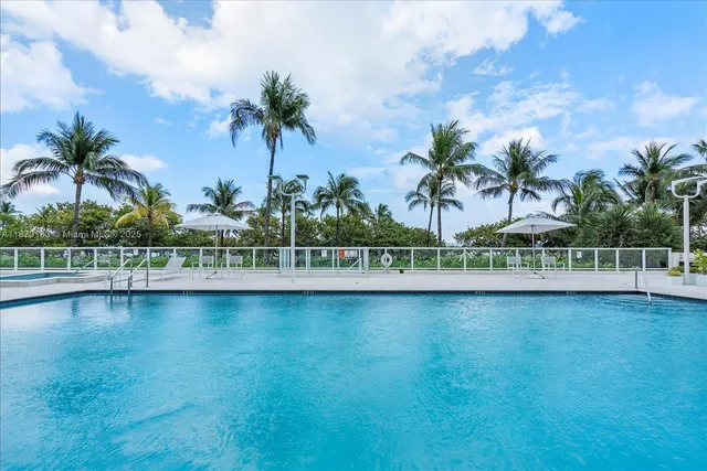 a view of a backyard with palm trees