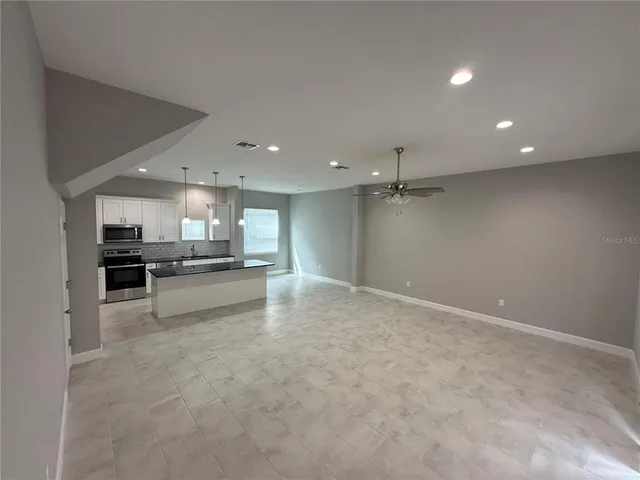 an empty room with a space