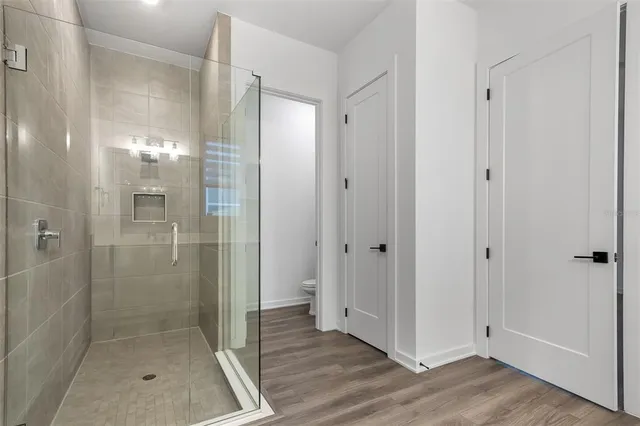 a bathroom with a shower