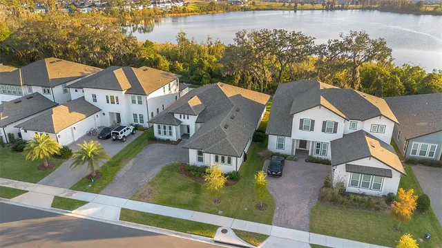 an aerial view of a house