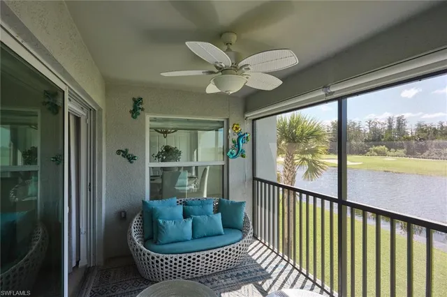 a view of a porch with furniture