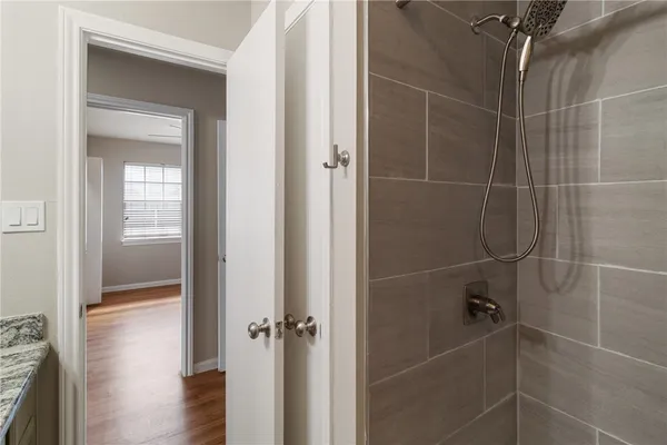a bathroom with a shower