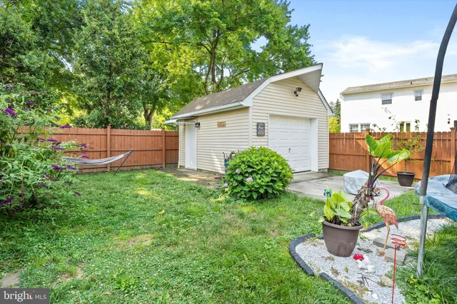 a view of a backyard with plants and a garden