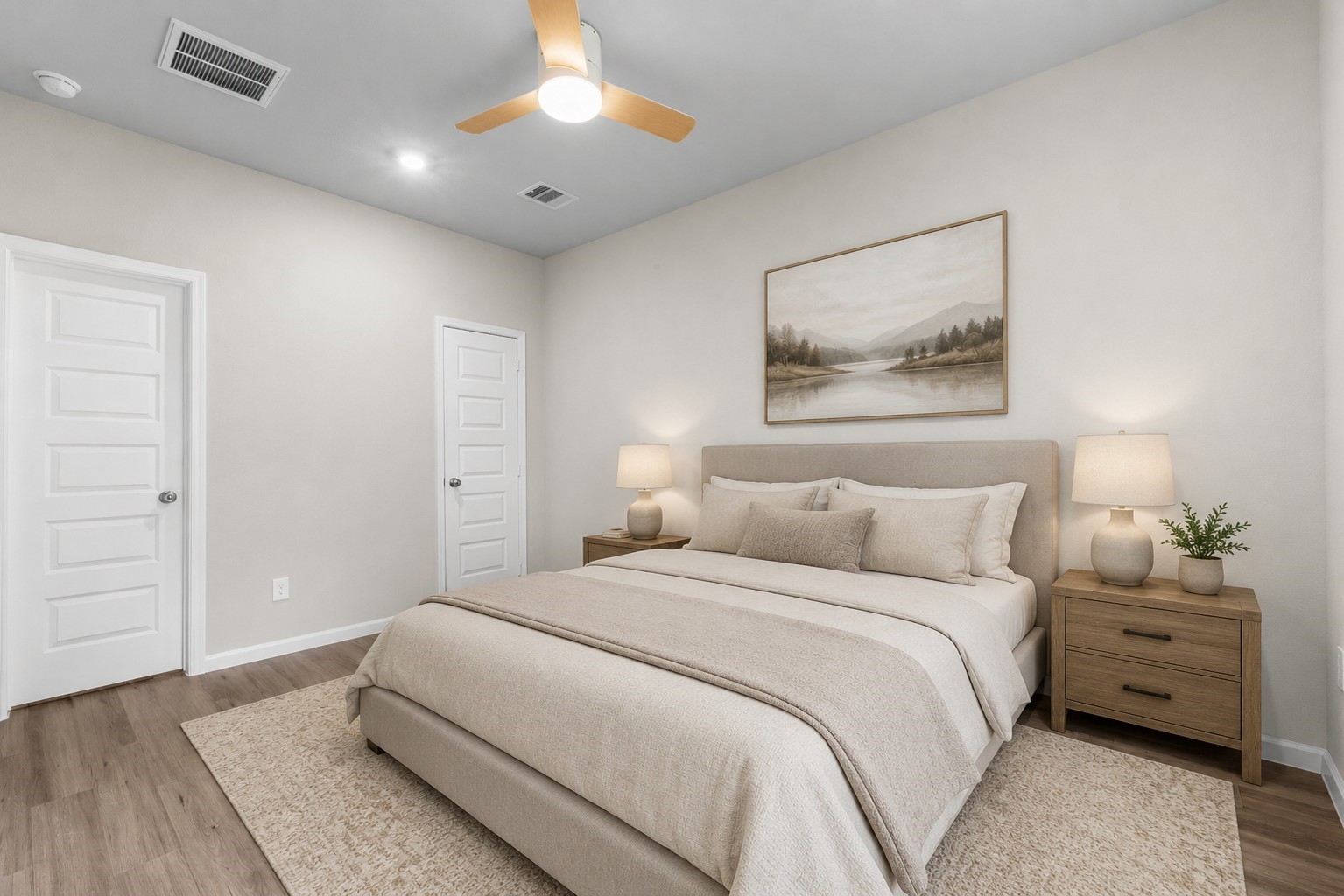 8161 Tate Street, Unit B Houston, TX 77028 - Photo 6 of 14 a bedroom with a bed and a chandelier