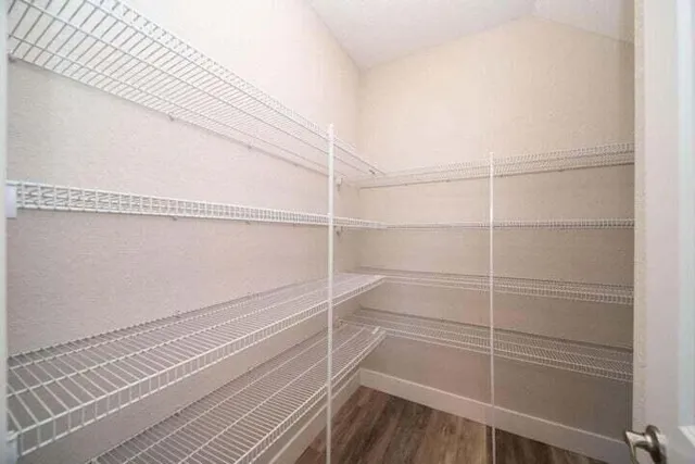 a view of a room with empty racks