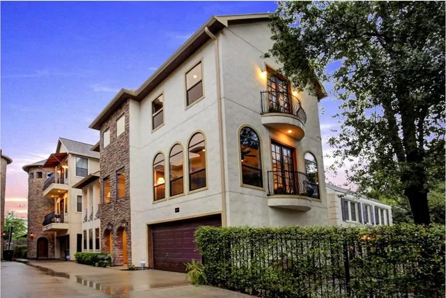 a view of a building with a street