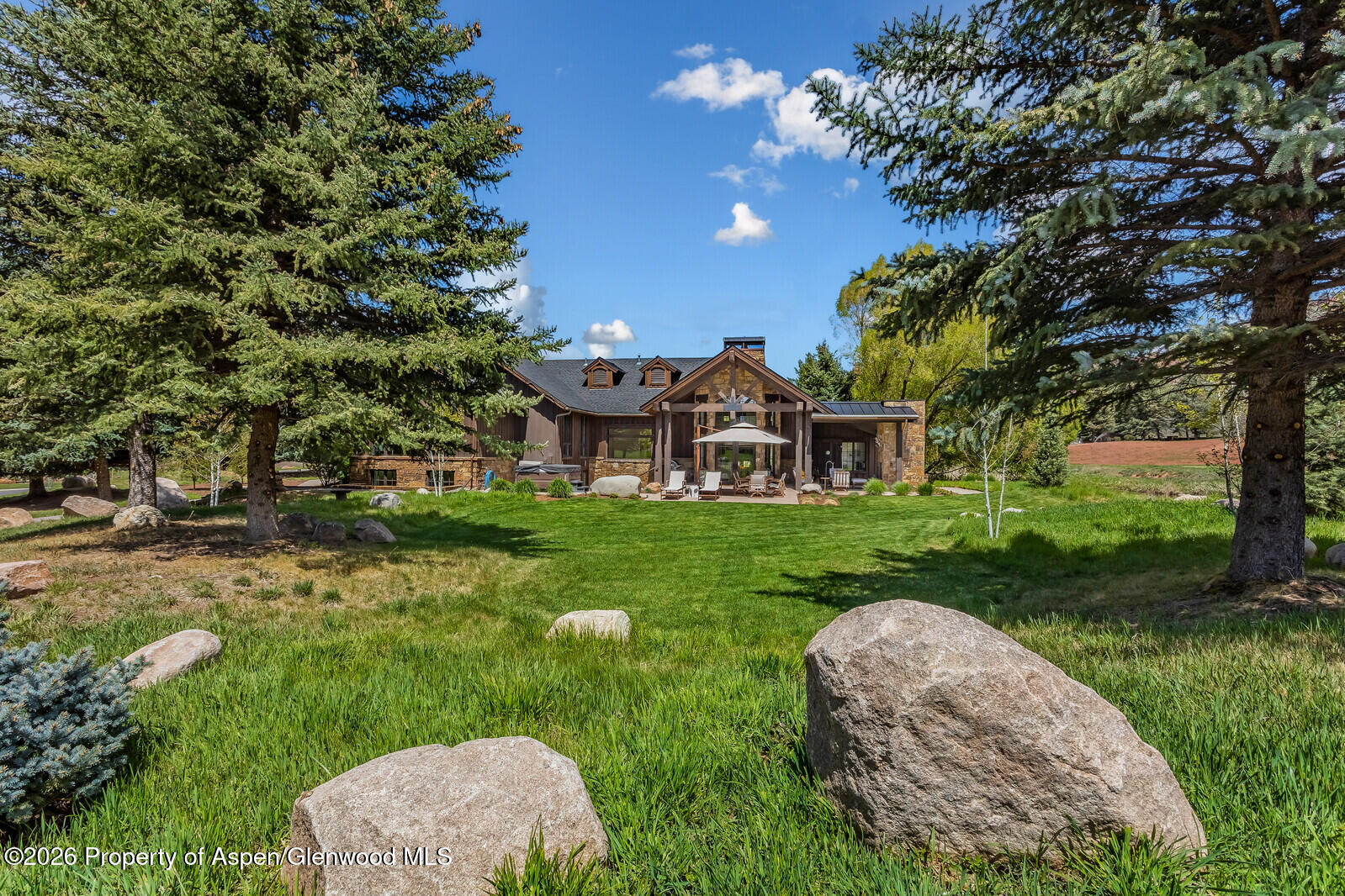 38 Diamond A Ranch Road Carbondale, CO 81623 - Photo 117 of 158 Backyard Water Feature, Patio and Jacuz