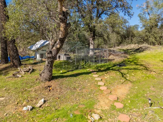 a view of yard with swimming pool