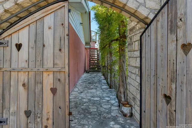 a view of a wooden bridge
