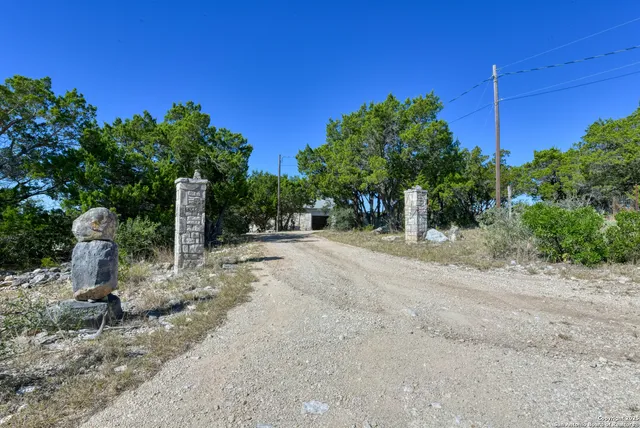 a view of a pathway with a tree in front of it