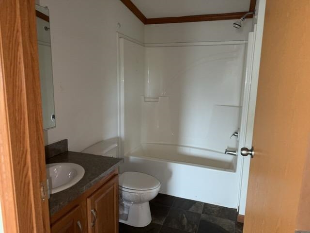 1335 Big Noise Pit Road Two Harbors, MN 55616 - Photo 17 of 20 Full bath with crown molding, toilet, vanity, and shower / bath combination