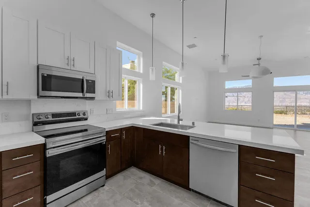 an empty room with windows