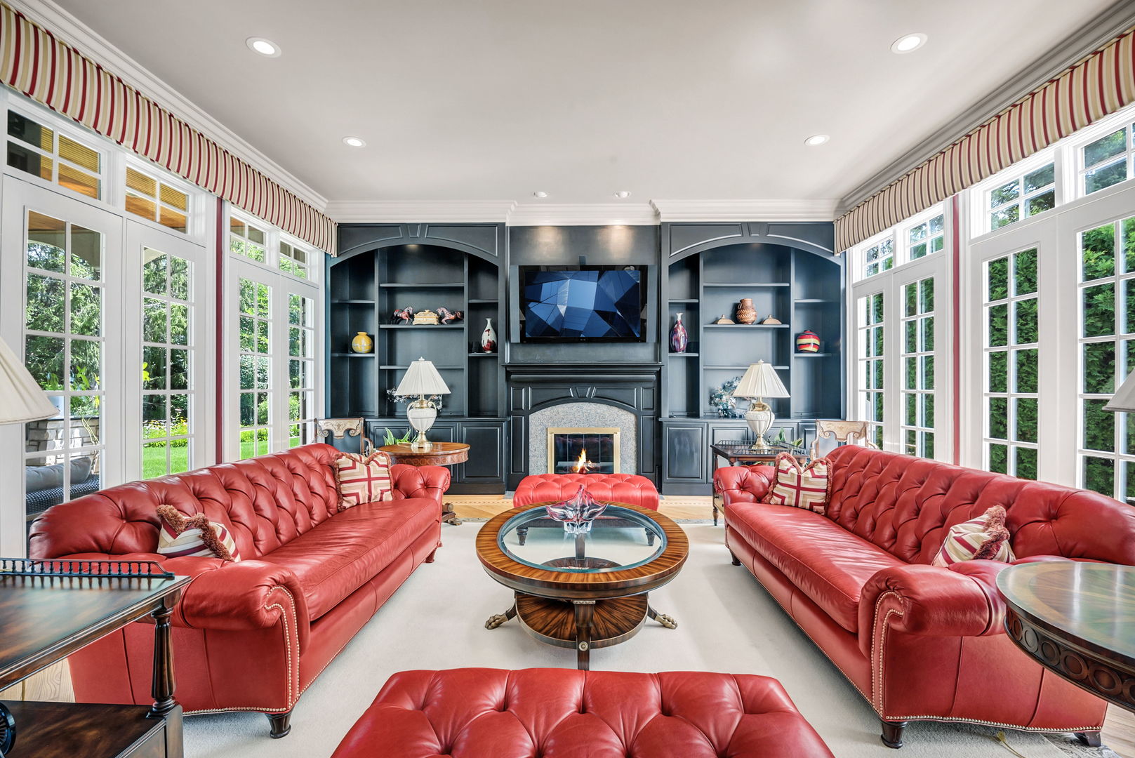 210 Indian Trail Road Oak Brook, IL 60523 - Photo 12 of 48 a living room with fireplace furniture and a large window