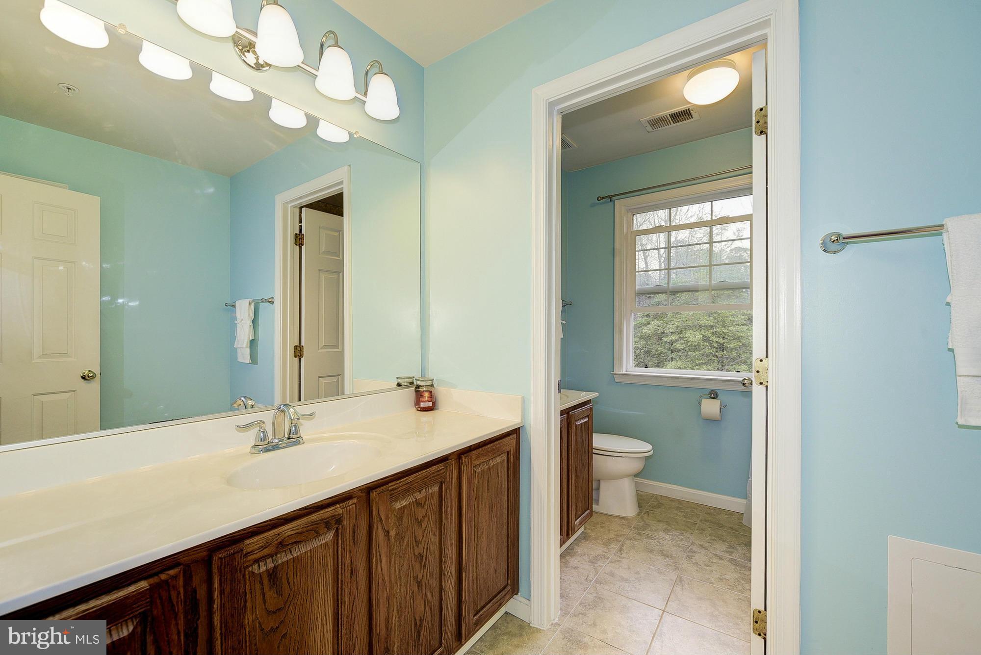 11204 Snowden Pond Road Laurel, MD 20708 - Photo 21 of 30 a bathroom with a double vanity sink and a toilet