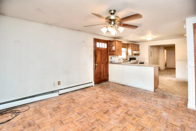 an empty room with windows