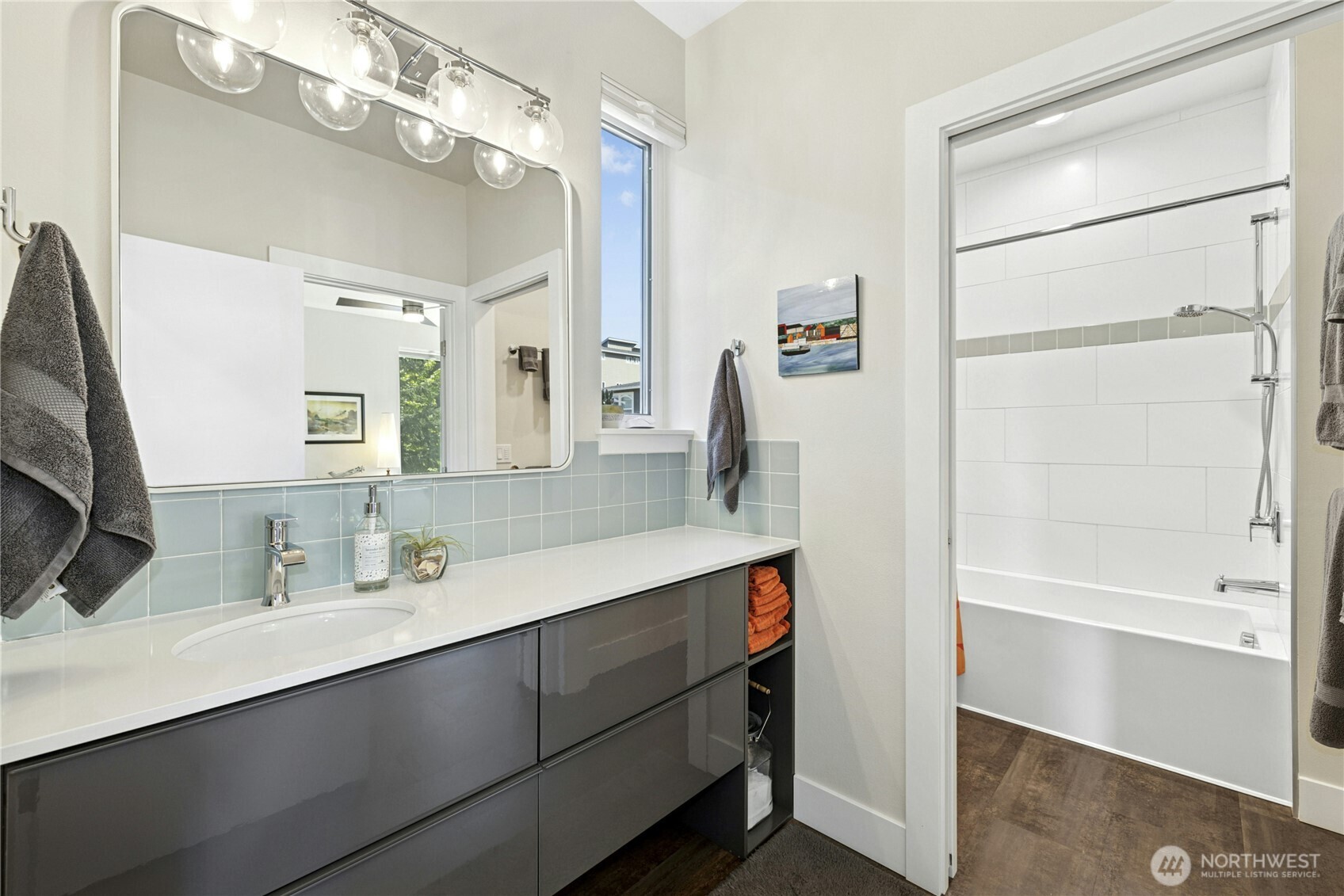 3347 Amak Lane Bremerton, WA 98310 - Photo 14 of 36 a bathroom with a double vanity sink mirror and double