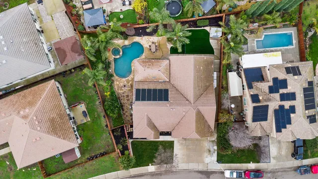 an aerial view of a house